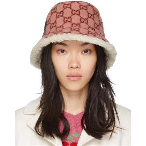 gucci pink wool bucket hat